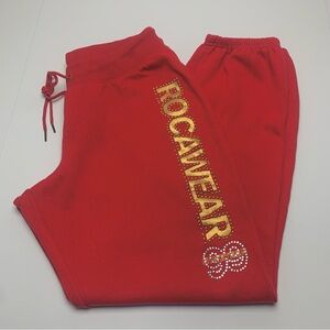 Y2k Rocawear Sweatpants Red Rhinestone Bling Logo Joggers Womens Size 1X